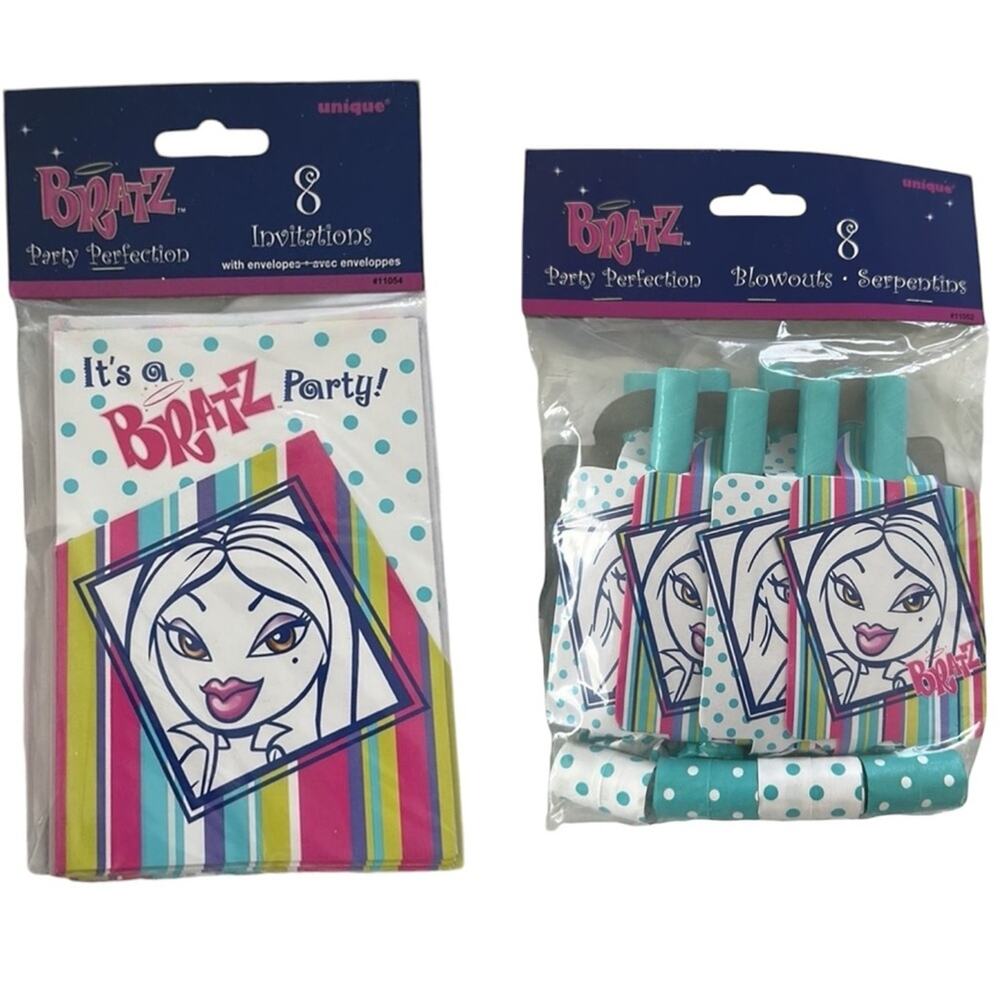 Bratz Birthday Party Invitations w/ Envelopes and Bratz Birthday Party Blowouts